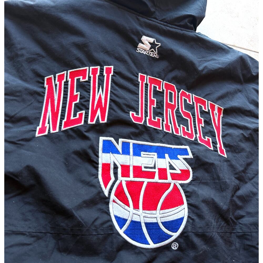 New Jersey Nets 90s STARTER puffer jacket L black blue red NBA vintage